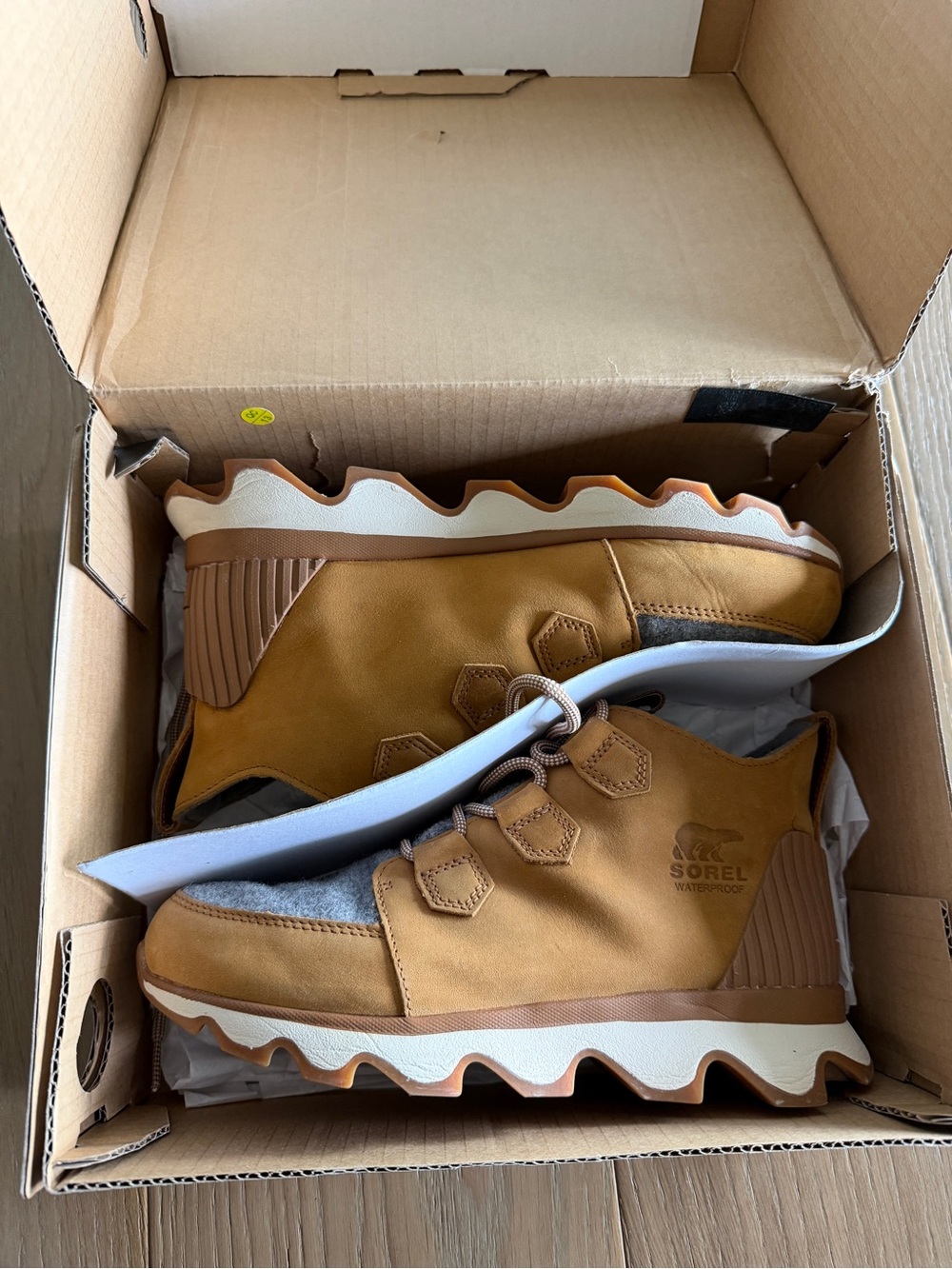 Sorel Lace-Up Casual Boot Sneakers in Wheat and White